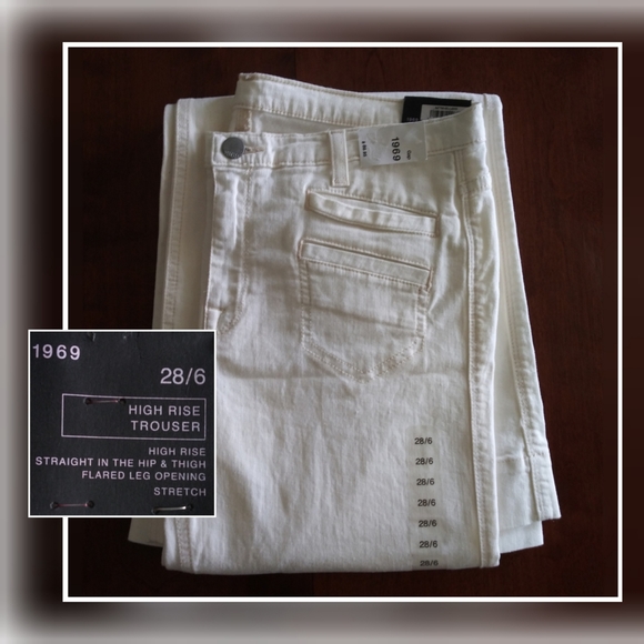 GAP Pants - 1969 High Rise Super Flare Trouser in Chalk by GAP